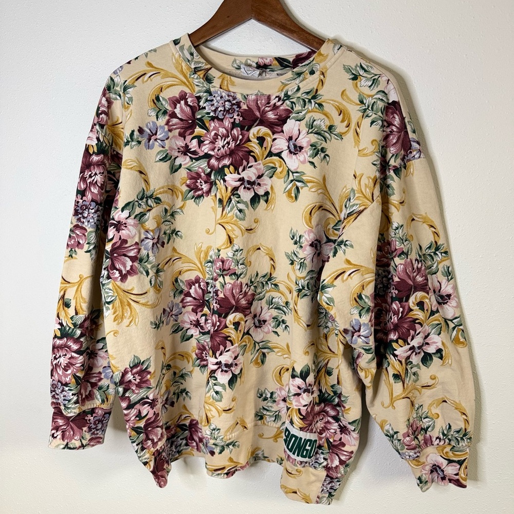Vintage BONGO Floral Sweatshirt 90s Made in USA Gene Montesano Medium